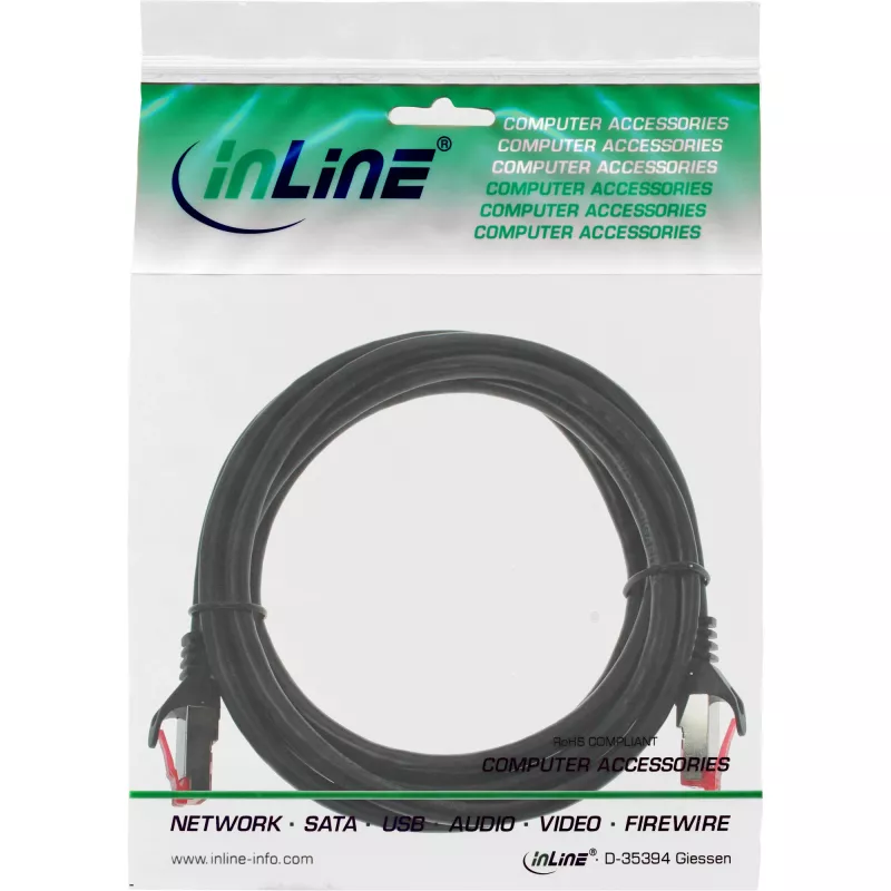 InLine patch kábel S/FTP PiMF Cat.6 250MHz PVC meď čierny 0,5m