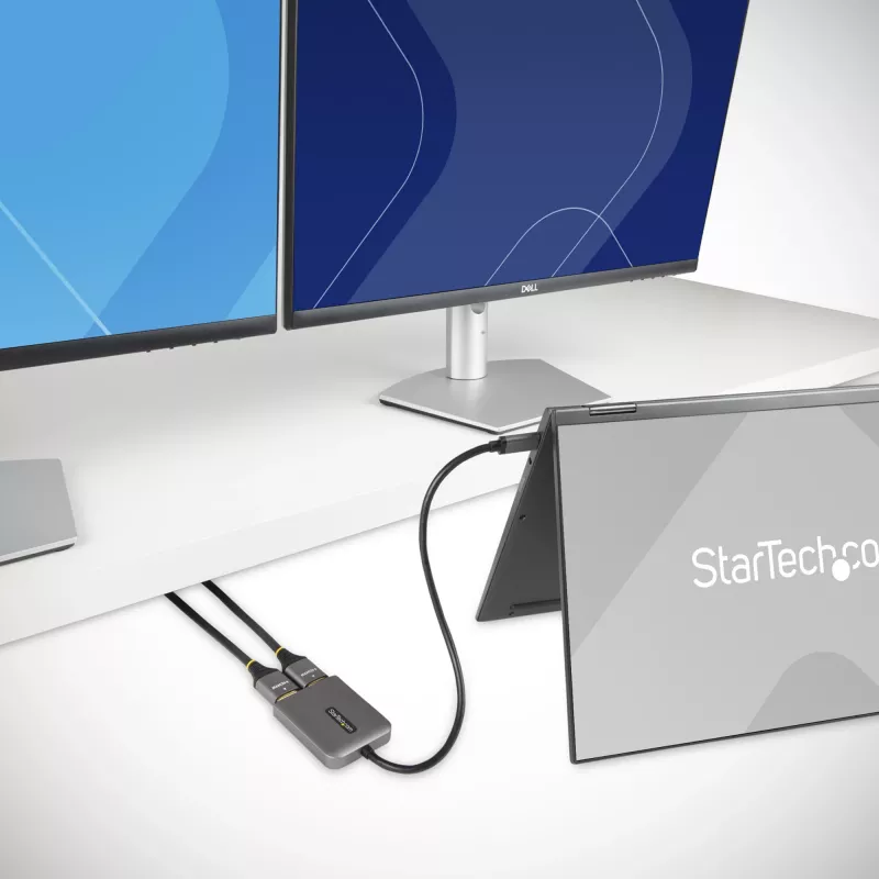 StarTech.com USB-C na Dual HDMI MST HUB - Dual HDMI 4K 60Hz - USB Type-C multi-monitor adaptér pre notebook s 30cm káblom - DP 1.4 Multi-Stream Transport hub - USB-C na HDMI splitter