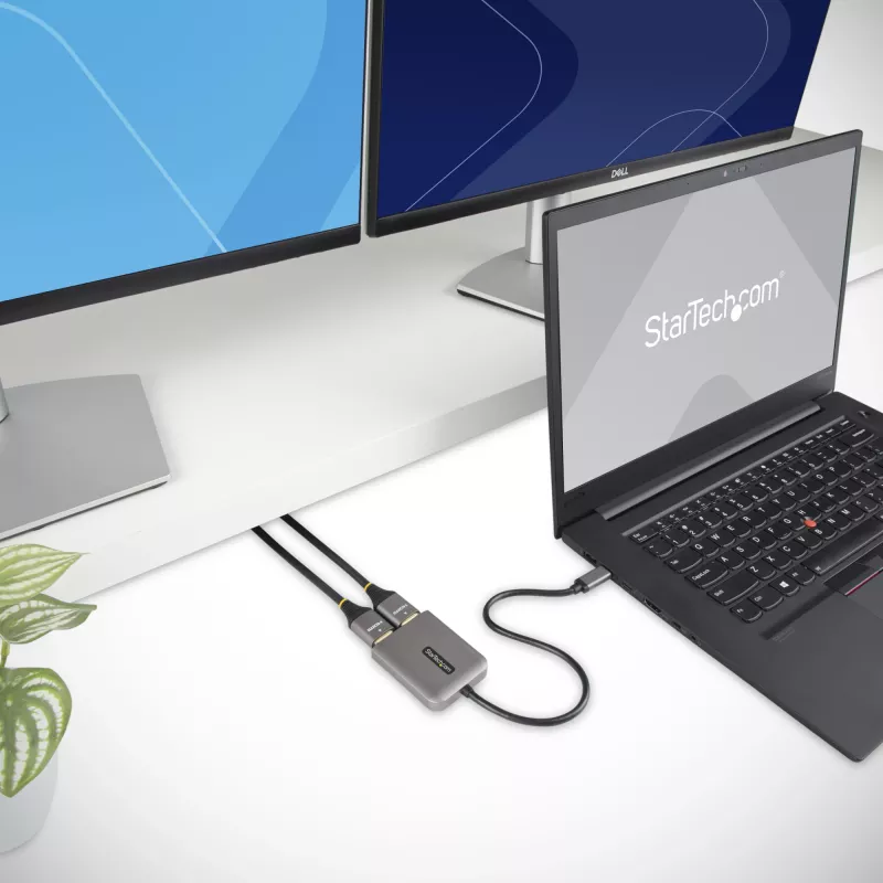 StarTech.com USB-C na Dual HDMI MST HUB - Dual HDMI 4K 60Hz - USB Type-C multi-monitor adaptér pre notebook s 30cm káblom - DP 1.4 Multi-Stream Transport hub - USB-C na HDMI splitter