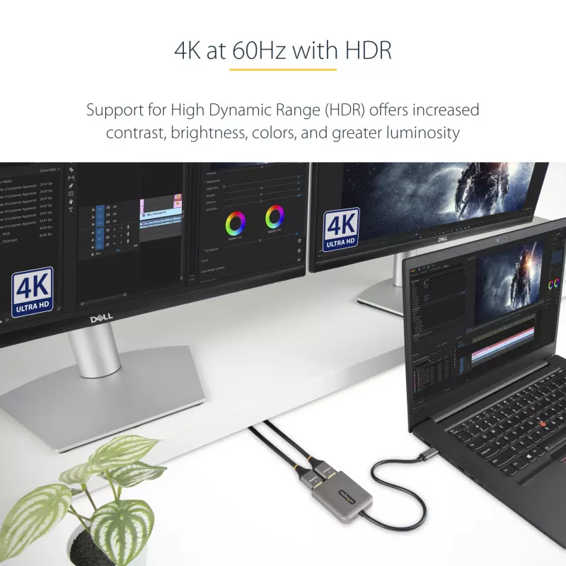 StarTech.com USB-C na Dual HDMI MST HUB - Dual HDMI 4K 60Hz - USB Type-C multi-monitor adaptér pre notebook s 30cm káblom - DP 1.4 Multi-Stream Transport hub - USB-C na HDMI splitter