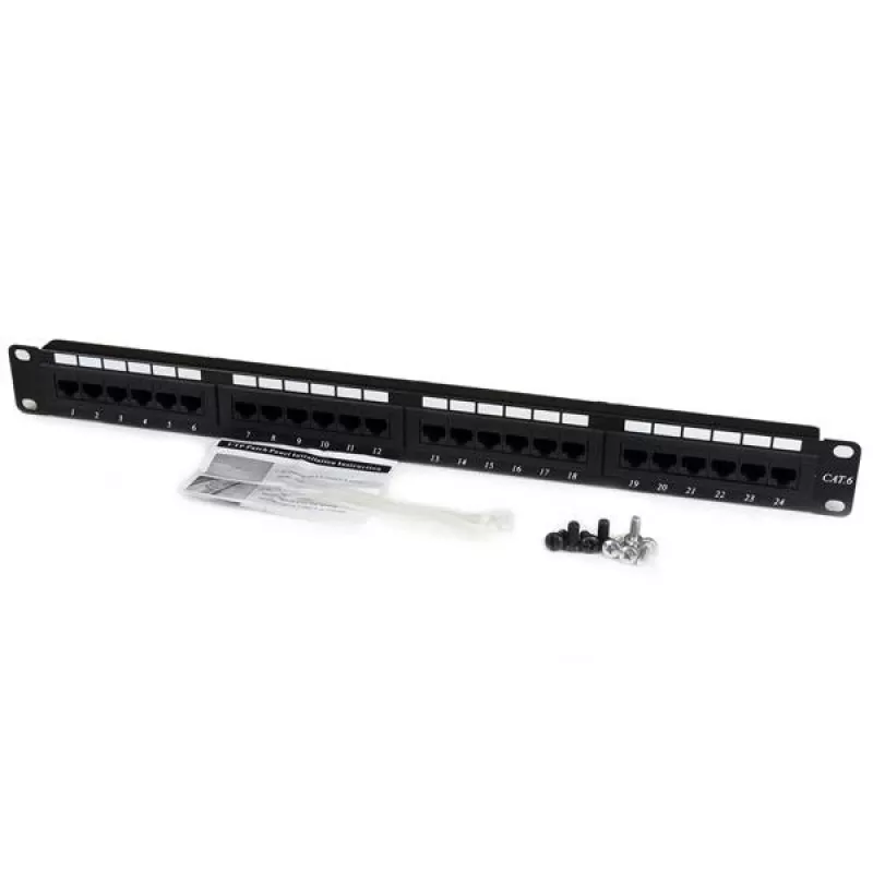 StarTech.com 24-portový 1U rackový Cat 6 110 patch panel, RJ-45, racková montáž, 1U, čierna, RoHS, CE, ETL, UL