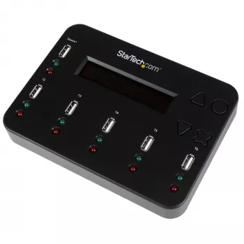 StarTech.com samostatný 1-na-5 USB flash duplikátor a vymazávač, multi-USB flash kopírovač, systémová a súborová ako aj celodisková kópia s 1,5 GB/min, jednotlivé a 3-pass vymazanie, LCD displej – TAA