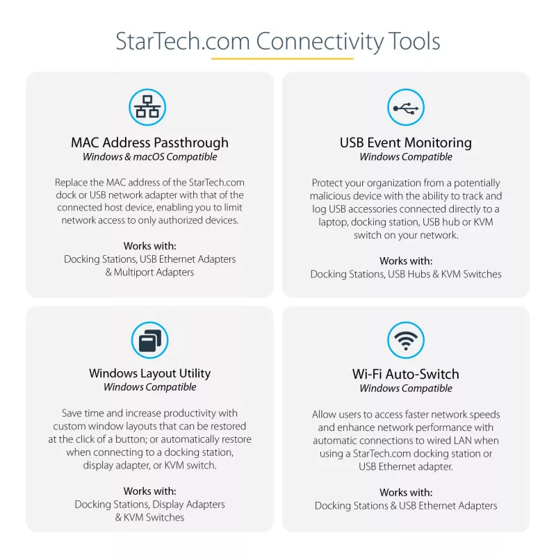 StarTech.com Thunderbolt 4 dock, 96W Power Delivery, single 8K/dual monitor 4K 60Hz, 3xTB4/USB4 konektory, 4xUSB-A, SD, GbE, Thunderbolt 4 dokovacia stanica pre Windows alebo TB3 MacBook, 0,8m kábel