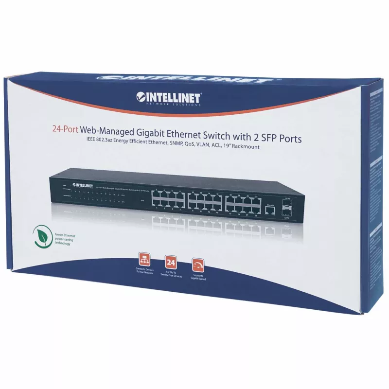 Intellinet 560917 24-portový gigabitový Web-Smart switch, 2x SFP, do racku