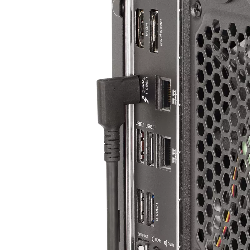 StarTech.com 0,9 m robustný pravouhlý USB-C kábel, USB 3.2 Gen 2 (10 Gbps), plne dátový USB-C na C dátový kábel, 4K 60Hz DP Alt mód, 100W Power Delivery – 90-stupňový USB Type-C kábel