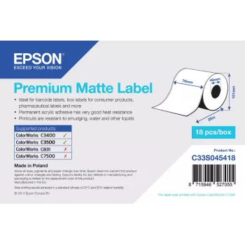 Epson Premium Matte Label nekonečná rolka 76 mm x 35 m matná 163 g/m²