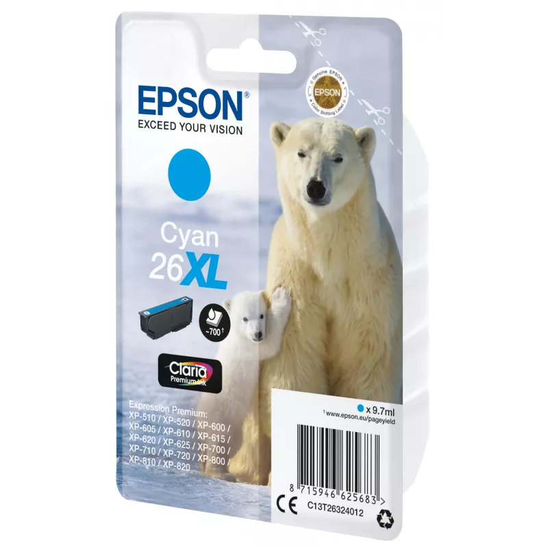 Epson Eisbär samostatné balenie azúrová 26XL Claria Premium Ink