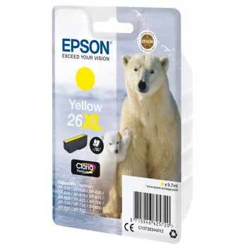 Epson Polar bear samostatné balenie žltá 26XL Claria Premium atrament, vysokokapacitná (XL), žltá, pigmentový atrament, 9,7 ml, 1 ks, 700 strán