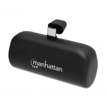 Manhattan powerbanka s integrovaným USB-C konektorom, 5000 mAh, až do 10 W výstupného výkonu, stojan na použitie ako nabíjací držiak telefónu, čierna, záruka jeden rok