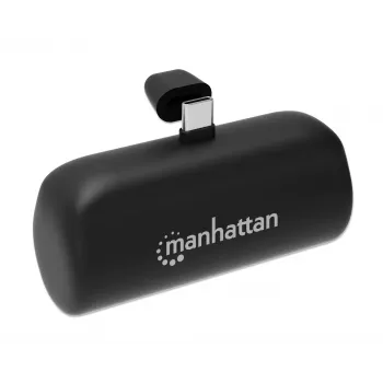 Manhattan powerbanka s integrovaným USB-C konektorom, 5000 mAh, až do 10 W výstupného výkonu, stojan na použitie ako nabíjací držiak telefónu, čierna, záruka jeden rok
