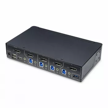 StarTech.com 4-portový DisplayPort KVM prepínač, jeden 4K 60Hz monitor, 6x USB porty, prepínanie tlačidlami & klávesovou skratkou, DisplayPort 1.2, nezávislý od operačného systému, TAA-kompatibilný