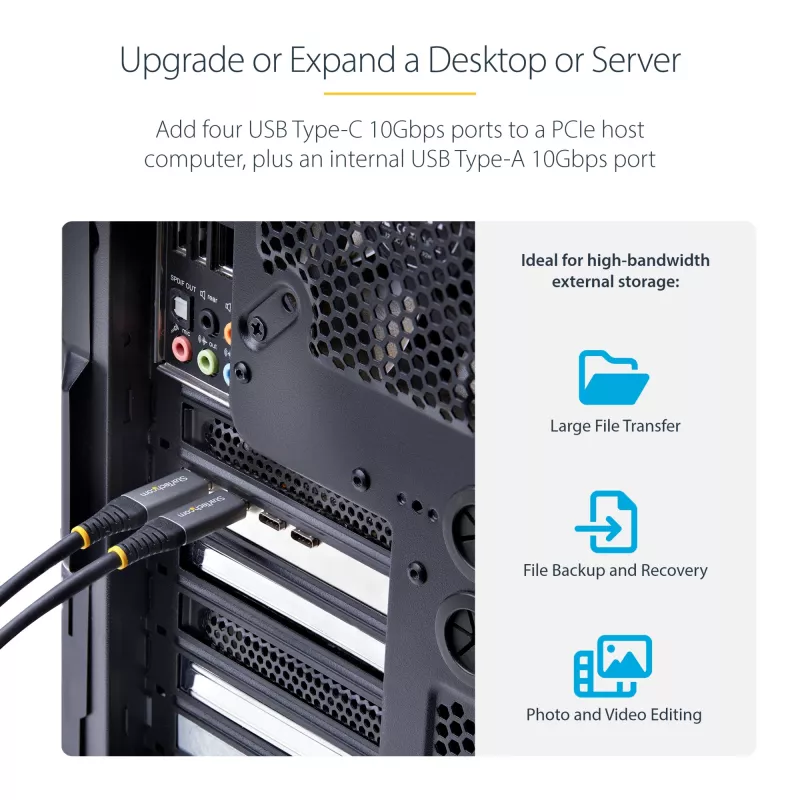 StarTech.com 5-portová USB PCIe karta, USB 3.2 10 Gbit/s, PCI Express karta so 4x USB-C portami, 1x interný USB-A port, USB PCIe radič karta, Windows/macOS/Linux