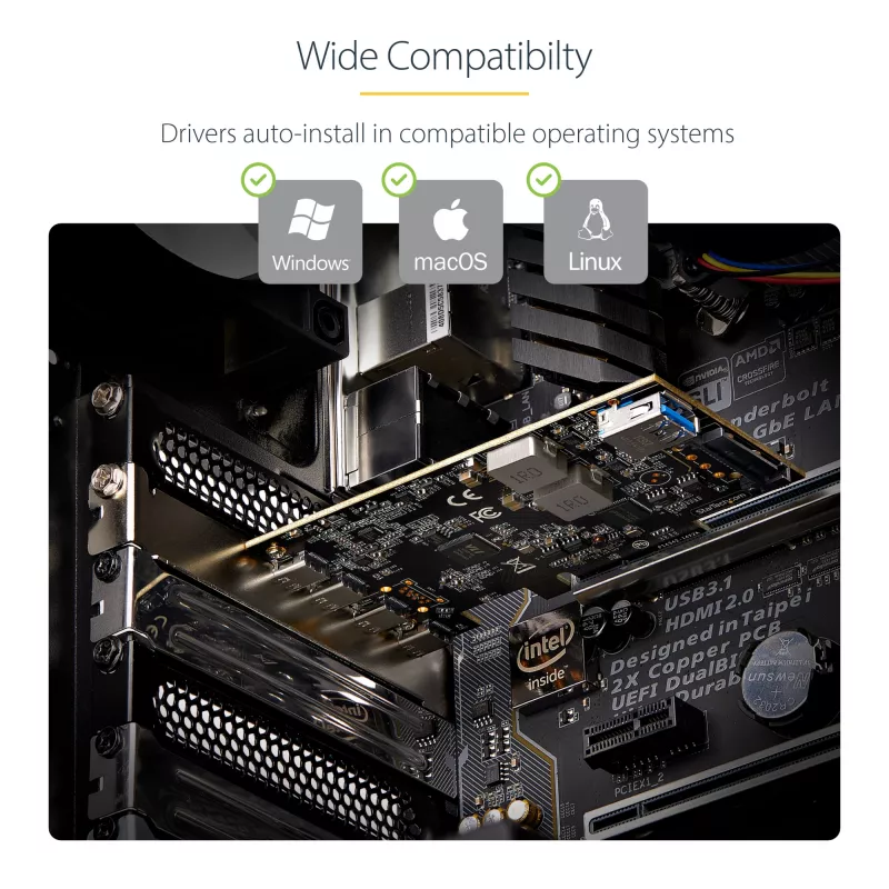 StarTech.com 5-portová USB PCIe karta, USB 3.2 10 Gbit/s, PCI Express karta so 4x USB-C portami, 1x interný USB-A port, USB PCIe radič karta, Windows/macOS/Linux