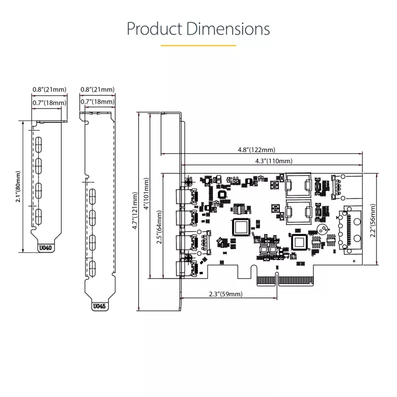 StarTech.com 5-portová USB PCIe karta, USB 3.2 10 Gbit/s, PCI Express karta so 4x USB-C portami, 1x interný USB-A port, USB PCIe radič karta, Windows/macOS/Linux