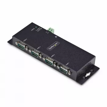 StarTech.com 4-portový sériový na Ethernet adaptér, IP sériový server zariadení pre vzdialené RS232 zariadenia, montáž na stenu/DIN lištu, kovové puzdro, RJ45 LAN na DB9 sériový konvertor