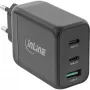 InLine USB PD napájací zdroj, GaN nabíjačka, 3-portová, Dual USB-C + USB-A, 65W