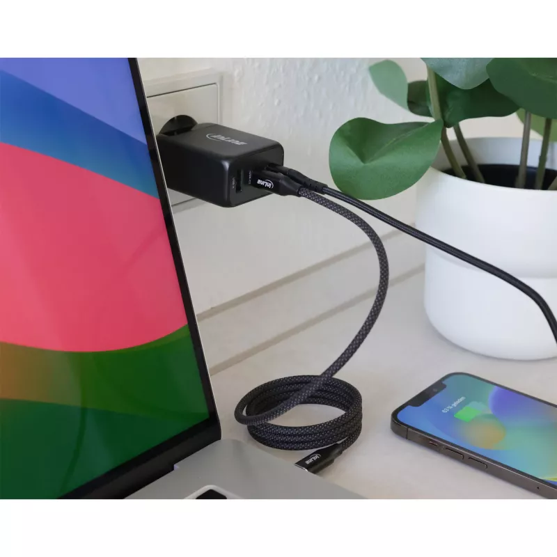 InLine USB PD napájací zdroj, GaN nabíjačka, 3-portová, Dual USB-C + USB-A, 65W