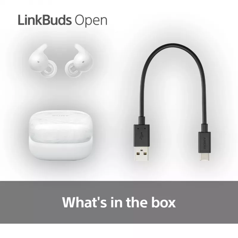 Bezdrôtová in-ear headset Sony LinkBuds Open WFL910W – Bluetooth, 20–20000 Hz, dosah 10 m, biela