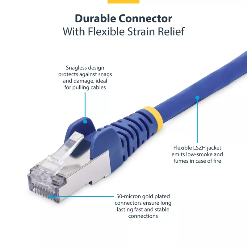StarTech.com 50cm modrý CAT8 ethernetový kábel, RJ45 bez západky, 25G/40G, 2000 MHz, 100 W PoE++, S/FTP, 26AWG čistá holá medená lanka, LSZH, tienený sieťový patch kábel s odľahčením ťahu, jednotlivo testovaný