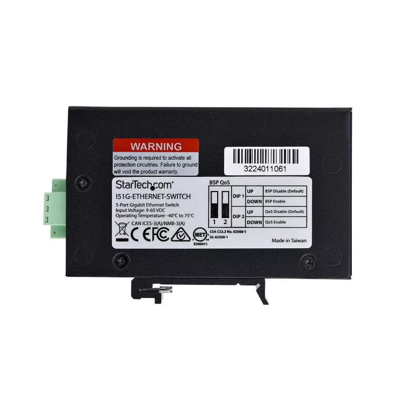 StarTech.com I51G-ETHERNET-SWITCH 5-portový nespravovaný priemyselný Gigabit Ethernet switch, 10/100/1000, DIN lišta/montáž na stenu, IP30, -40 až 75 °C (-40–167 °F), DC, TAA