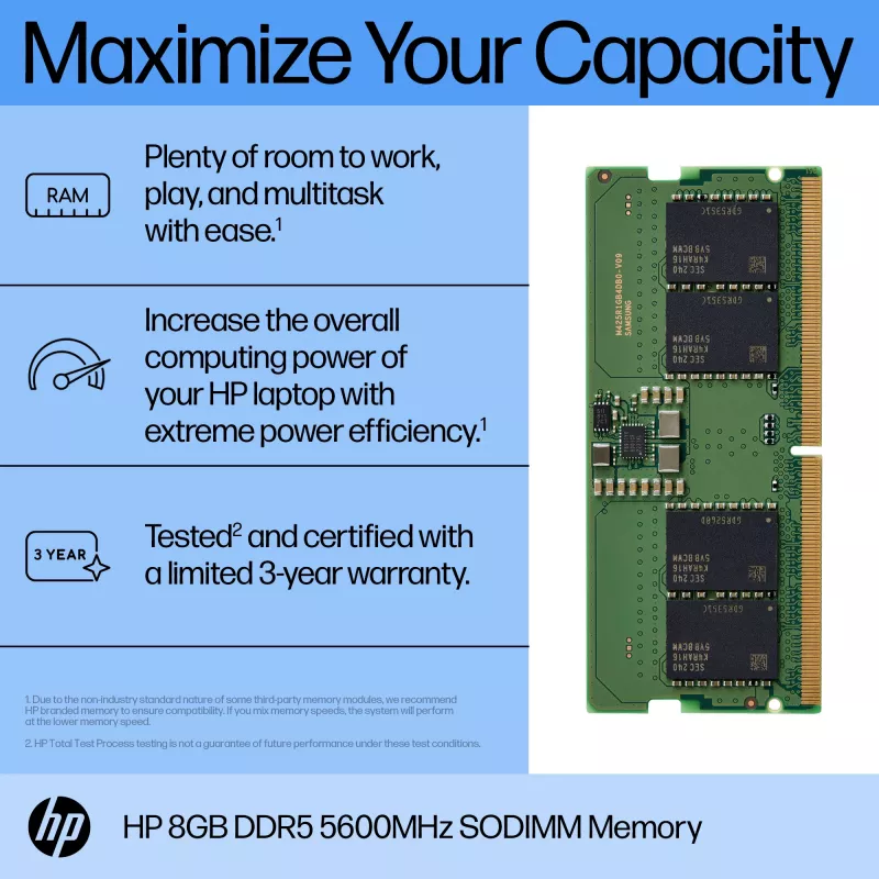 HP 8GB DDR5 5600 SODIMM pamäť, 8 GB, 1 x 8 GB, DDR5, 262-pinový SO-DIMM