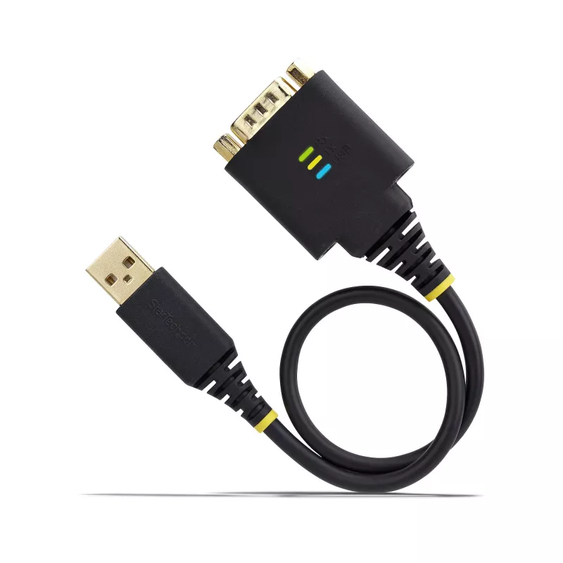 StarTech.com 1ft (30cm) USB na sériový adaptérový kábel, COM-retention, vymeniteľné matice/skrutky, USB-A na DB9 RS232, FTDI IC, ESD ochrana, Windows/macOS/Linux