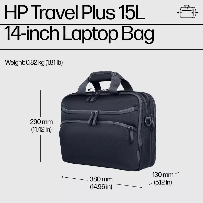 Taška na notebook HP Travel Plus 15 l 14-palcová aktovka 820 g monochromatická