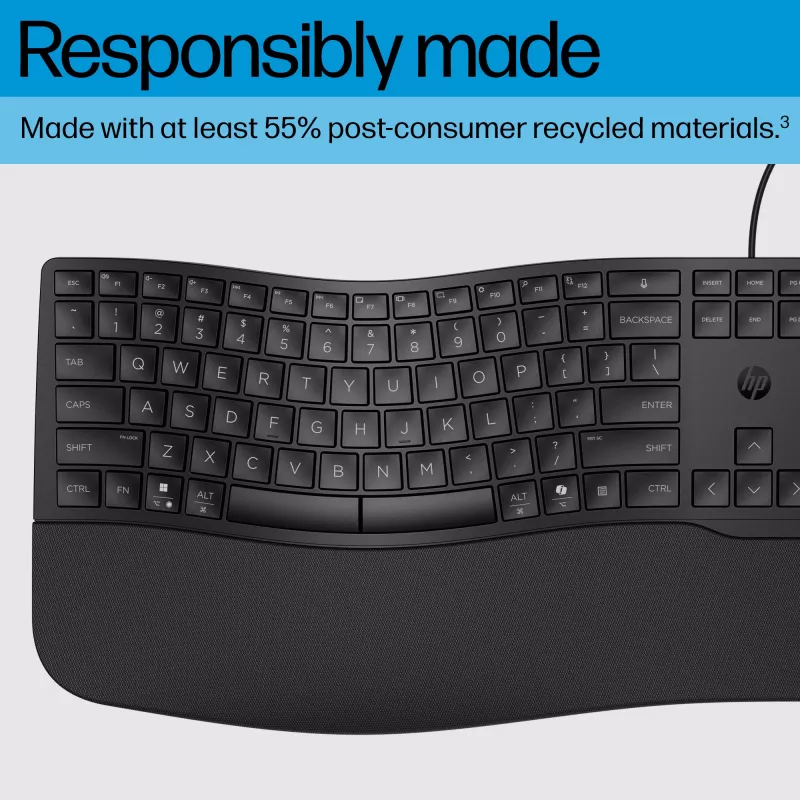 HP 485 Comfort káblová klávesnica full-size USB membránová s podložkou na zápästie