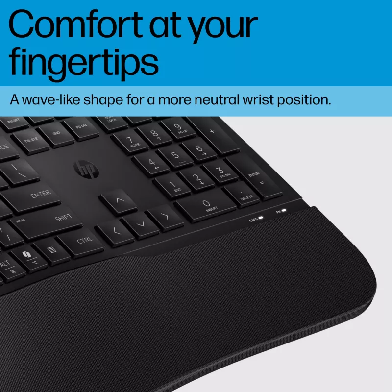 HP 485 Comfort káblová klávesnica full-size USB membránová s podložkou na zápästie