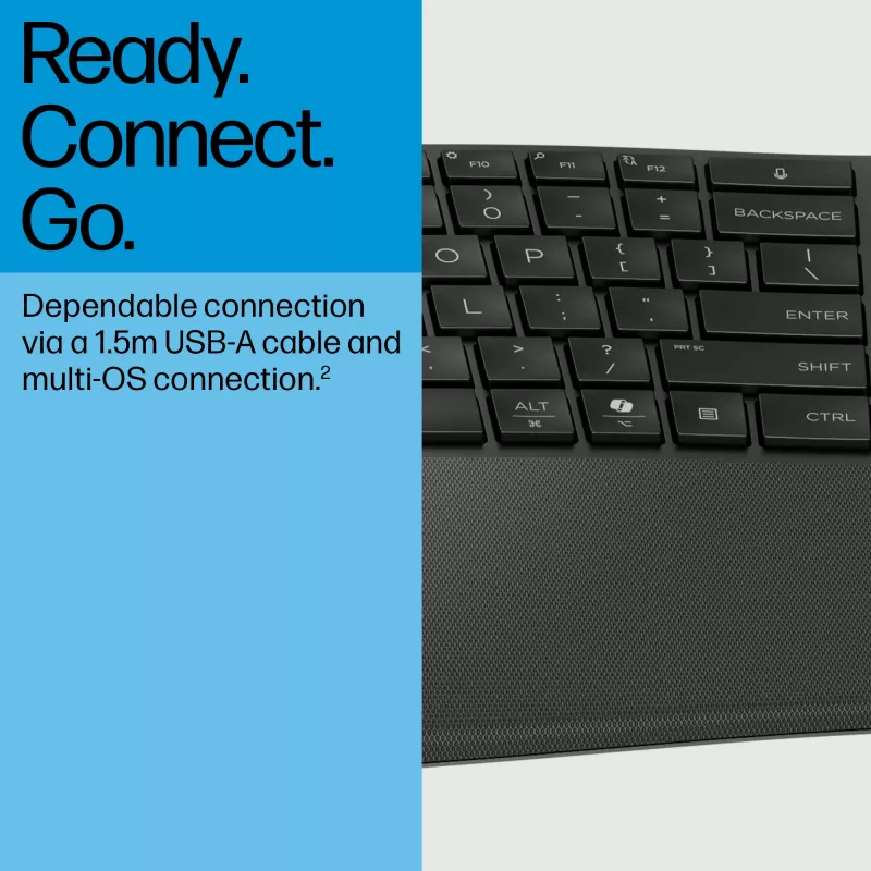 HP 485 Comfort káblová klávesnica full-size USB membránová s podložkou na zápästie