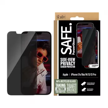 PanzerGlass SAFE. by ® ochranná fólia displeja proti videniu iPhone 17e | 16e | 14 | 13 | 13 Pro | Ultra-Wide Fit s EasyAligner
