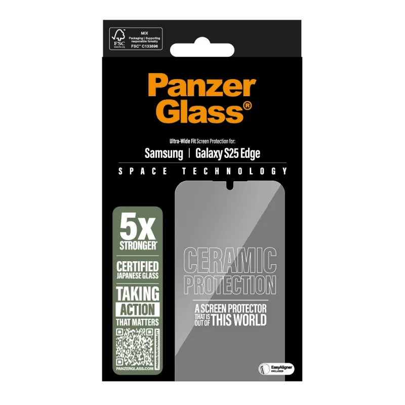PanzerGlass ® keramická ochrana displeja Samsung S25 Edge | Ultra-Wide Fit s EasyAligner
