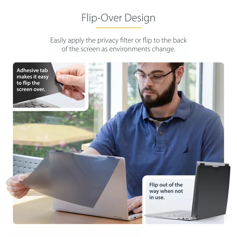 StarTech.com 13,5 inch 3:2 Flip-Over ochranná fólia proti videniu s dotykom, filter proti videniu bez odleskov, ochranná fólia obrazovky notebooku s 51 % redukciou modrého svetla