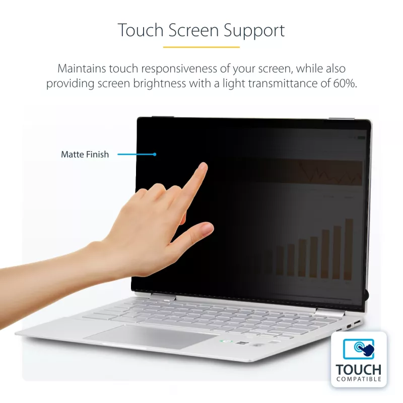 StarTech.com 13,5 inch 3:2 Flip-Over ochranná fólia proti videniu s dotykom, filter proti videniu bez odleskov, ochranná fólia obrazovky notebooku s 51 % redukciou modrého svetla