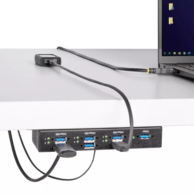 StarTech.com 5G7AINDRM-USB-A-HUB rozbočovač USB 3.2 Gen 1 (3.1 Gen 1) Type-B 5000 Mbit/s čierny