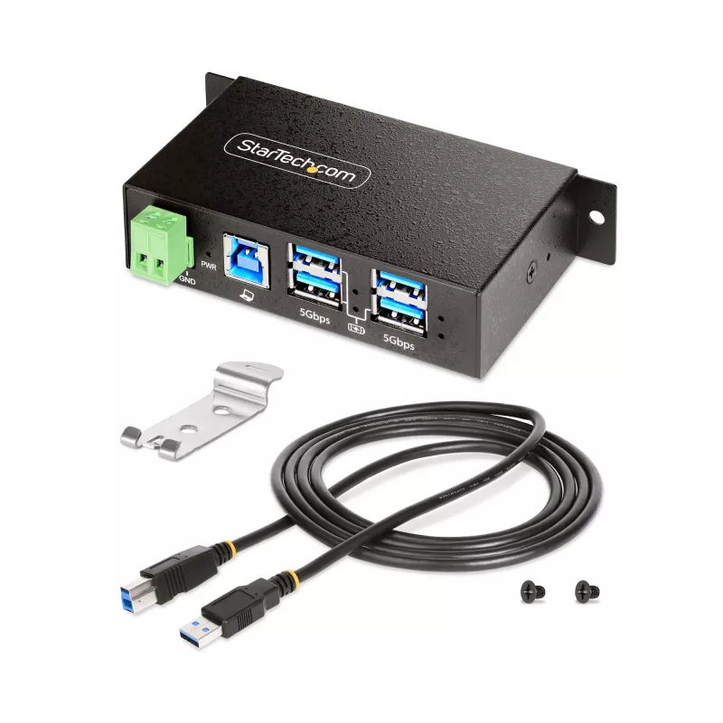StarTech.com 5G4AINDRM-USB-A-HUB rozbočovač USB 3.2 Gen 1 (3.1 Gen 1) Type-B 5000 Mbit/s čierny
