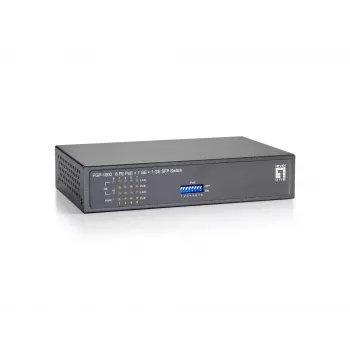 LevelOne 10-portový Fast Ethernet PoE switch, 1 x Gigabit RJ45, 1 x Gigabit SFP, 8 PoE výstupov, 120 W