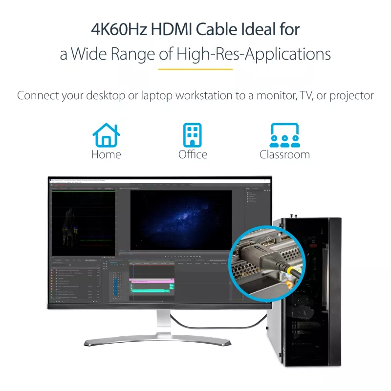 StarTech.com 50cm Premium certifikovaný HDMI 2.0 kábel - High-Speed Ultra HD 4K 60Hz HDMI kábel s Ethernetom - HDR10, ARC - UHD HDMI videokábel - pre UHD monitory, televízory, displeje - M/M