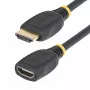 StarTech.com 18 palcov (0,5 m) HDMI 2.0 predlžovací kábel, High Speed HDMI port-saver kábel, 4K 60Hz, HDMI konektor samec na konektor samica predlžovací adaptér kábel, HDMI predlžovací kábel, M/F
