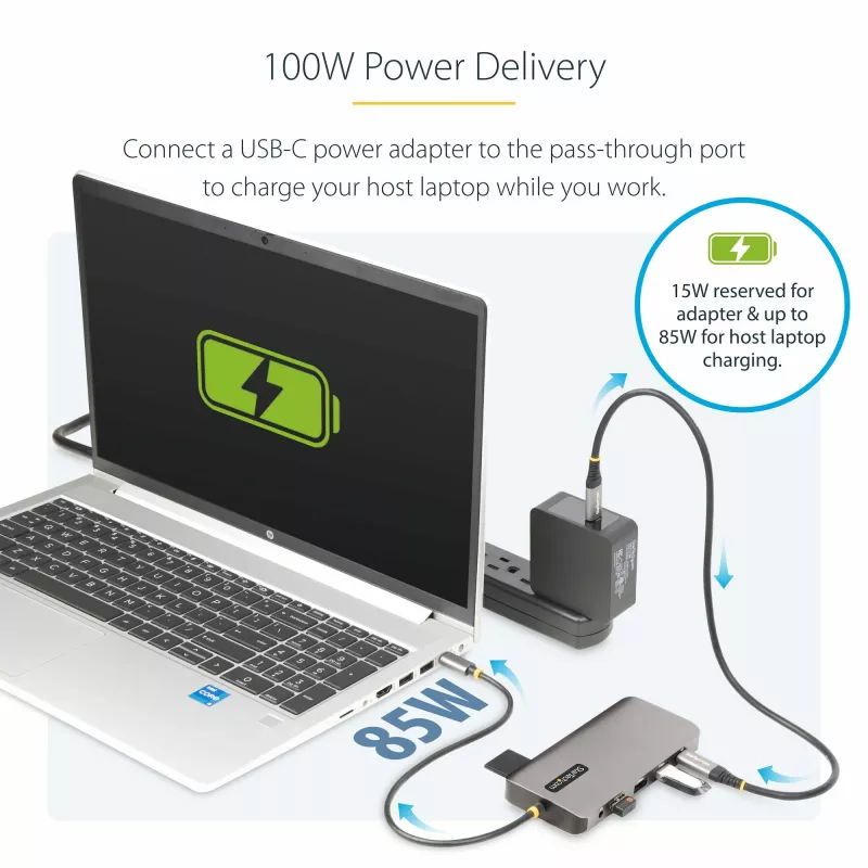 StarTech.com USB-C trojmonitorový multiport adaptér, duálny 4K 60 Hz + 4K 30 Hz HDMI & DisplayPort, 4-portový USB hub, 100 W PD Pass-Through, GbE, SD/MicroSD čítačka kariet