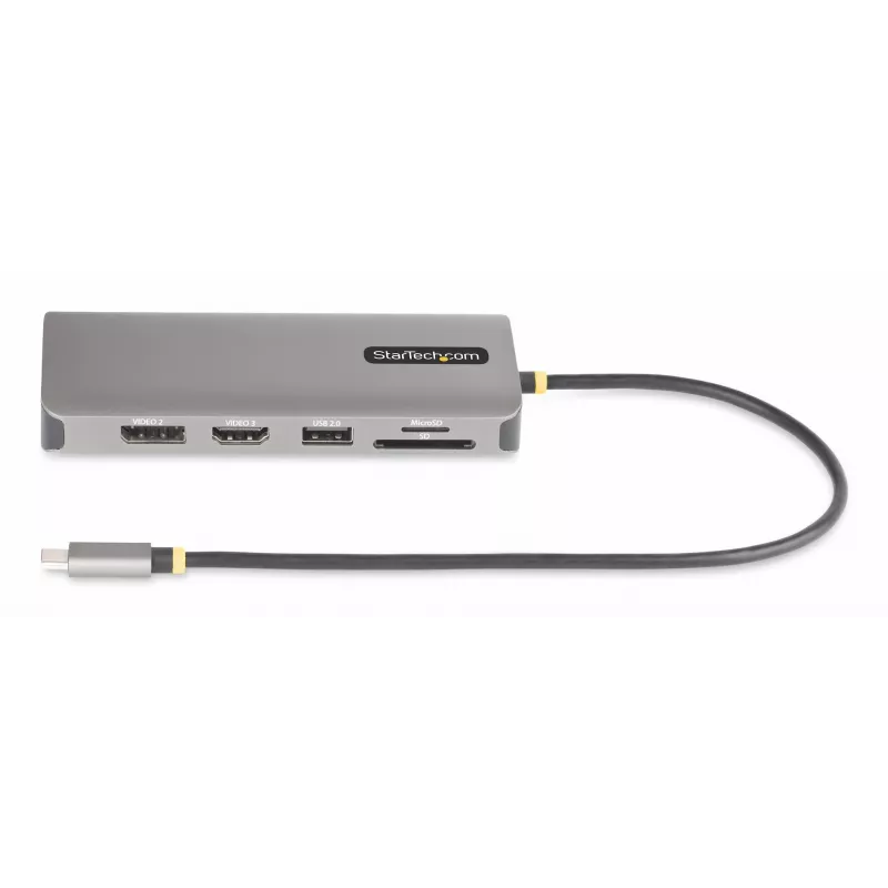 StarTech.com USB-C trojmonitorový multiport adaptér, duálny 4K 60 Hz + 4K 30 Hz HDMI & DisplayPort, 4-portový USB hub, 100 W PD Pass-Through, GbE, SD/MicroSD čítačka kariet