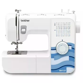 Šijací stroj Brother RH137 — 37 stehov, dĺžka stehu 4 mm, šírka stehu 5 mm, ľahko prenosný