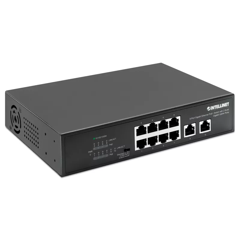 Intellinet 8-port Gigabit Ethernet PoE+ switch 120W 2 uplink porty