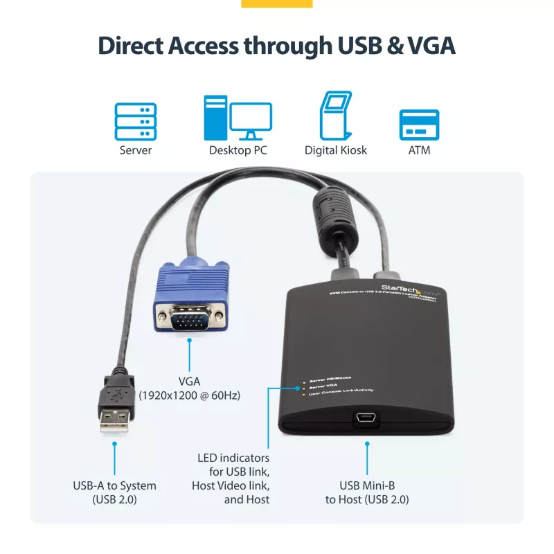 StarTech.com KVM konzola na USB 2.0 prenosný adaptér pre notebook Crash Cart