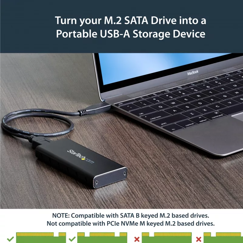 StarTech.com M.2 SSD puzdro pre M.2 SATA SSD - USB 3.1 (10 Gbit/s) s USB-C káblom