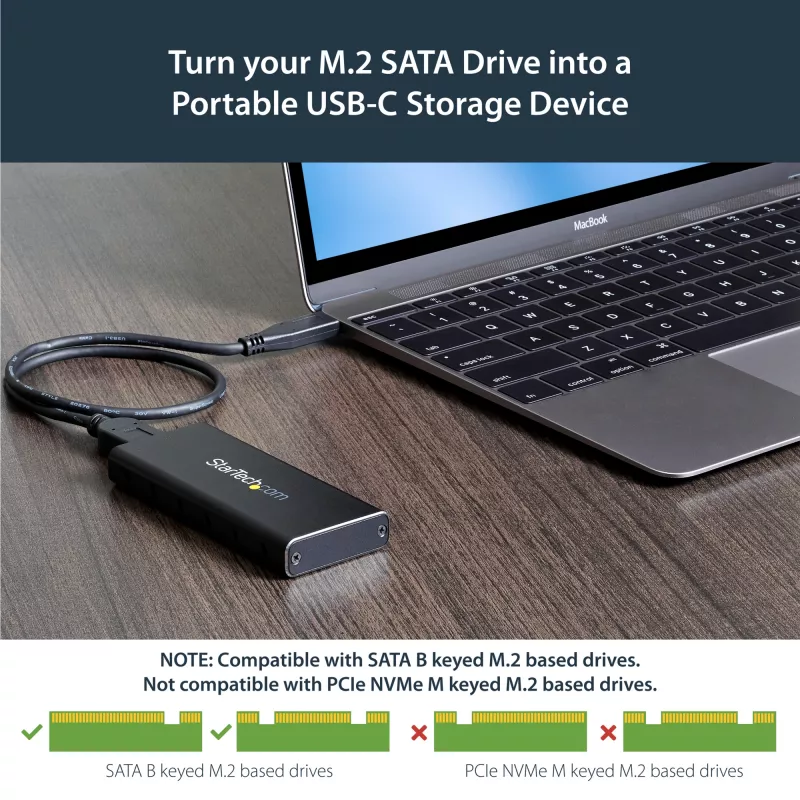 StarTech.com M.2 SSD puzdro pre M.2 SATA SSD - USB 3.1 (10 Gbit/s) s USB-C káblom