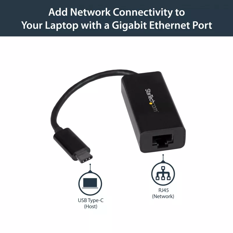 StarTech.com USB-C na Gigabit Ethernet adaptér - čierny