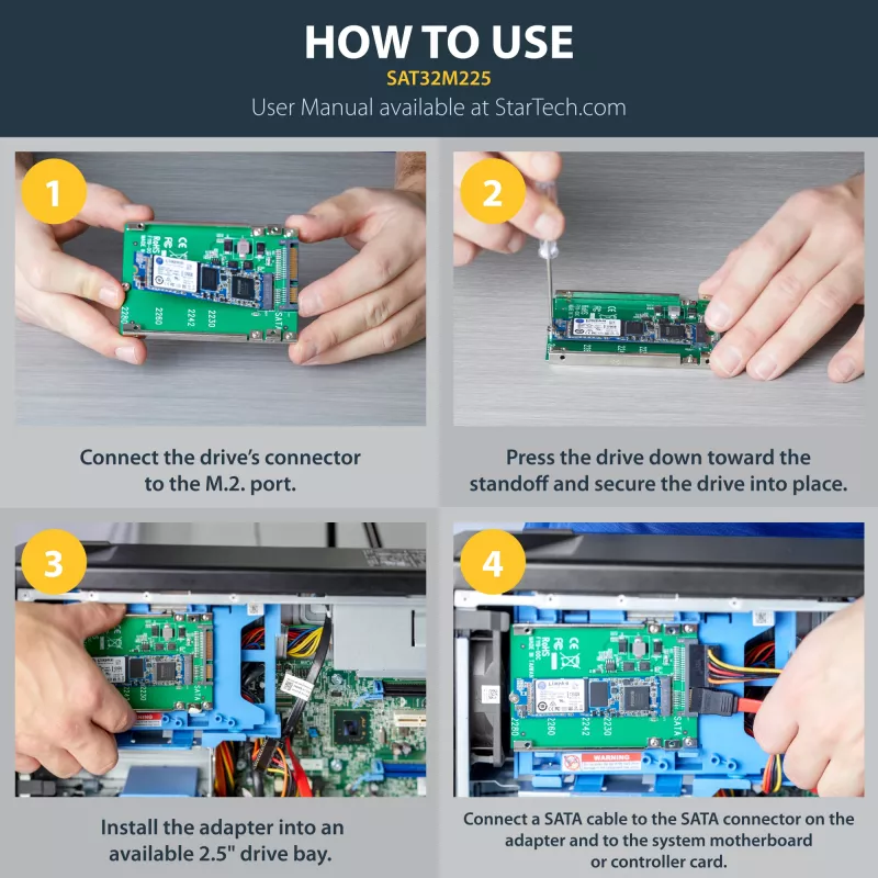StarTech.com M.2 SATA SSD na 2,5 palcový SATA adaptér - M.2 NGFF na SATA konvertor - 7mm - Open-Frame držiak - M2 adaptér na pevný disk