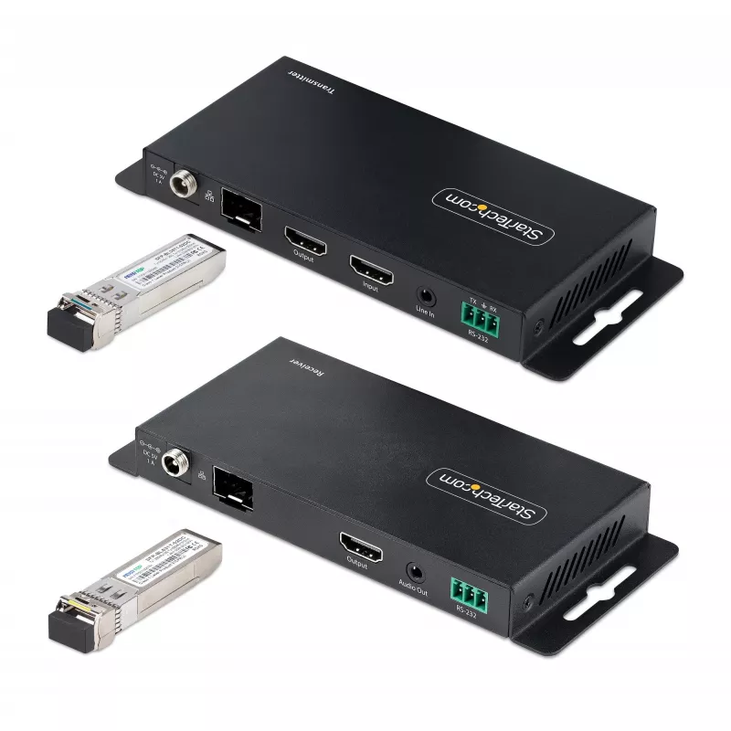 StarTech.com ST121HD20FXA2 4K 60Hz HDMI extender cez optické vlákno, súprava, do 1 km (jednovidové) / 300 m (viacvidové), LC, HDR, HDCP, zvuk/RS232/IR, vysielač a prijímač