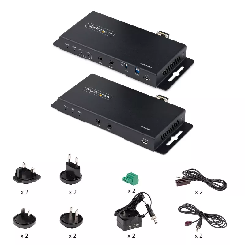 StarTech.com ST121HD20FXA2 4K 60Hz HDMI extender cez optické vlákno, súprava, do 1 km (jednovidové) / 300 m (viacvidové), LC, HDR, HDCP, zvuk/RS232/IR, vysielač a prijímač